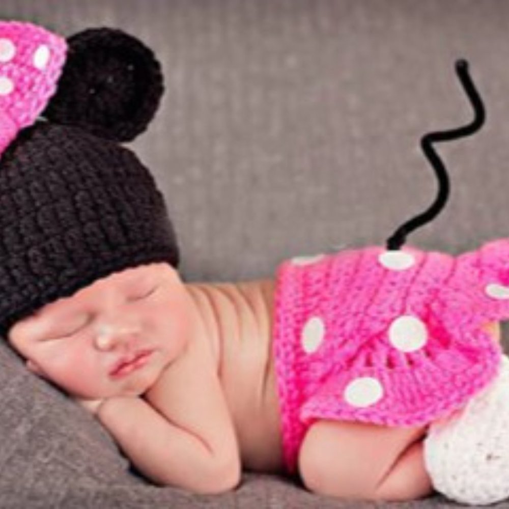 Crochet Baby Minnie Mouse Outfit Photo Prop Costume Knit Diaper Cover Clothes